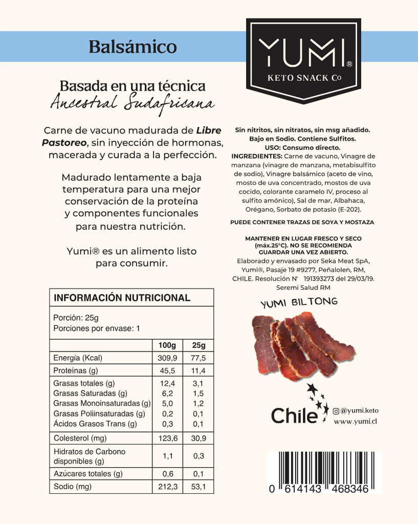 Snack Keto de Vacuno Vinagre Balsamico 25 GR YUMI