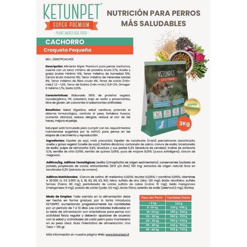 Alimento Para Cachorro Ketunpet 3 Kg - KETUNPET - Aldea Nativa