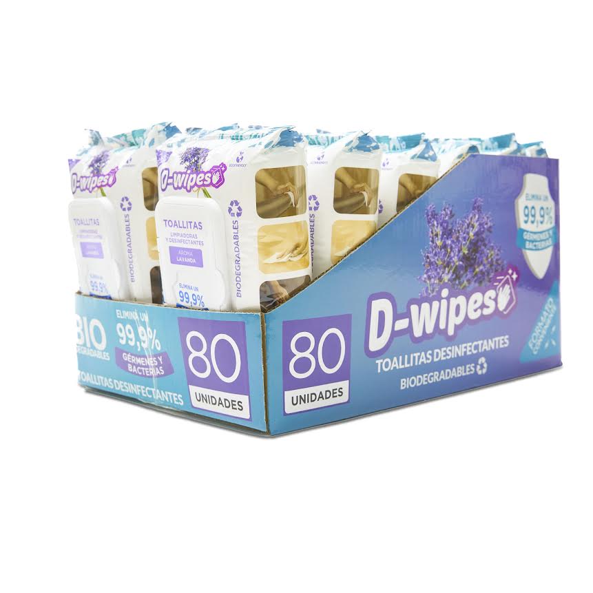 Toallas desinfectantes lavanda biodegradable 80 Un D-WIPES