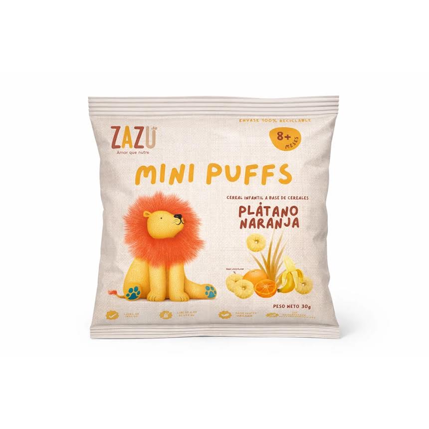Puffs platano naranja 10 GR ZAZU FOODS