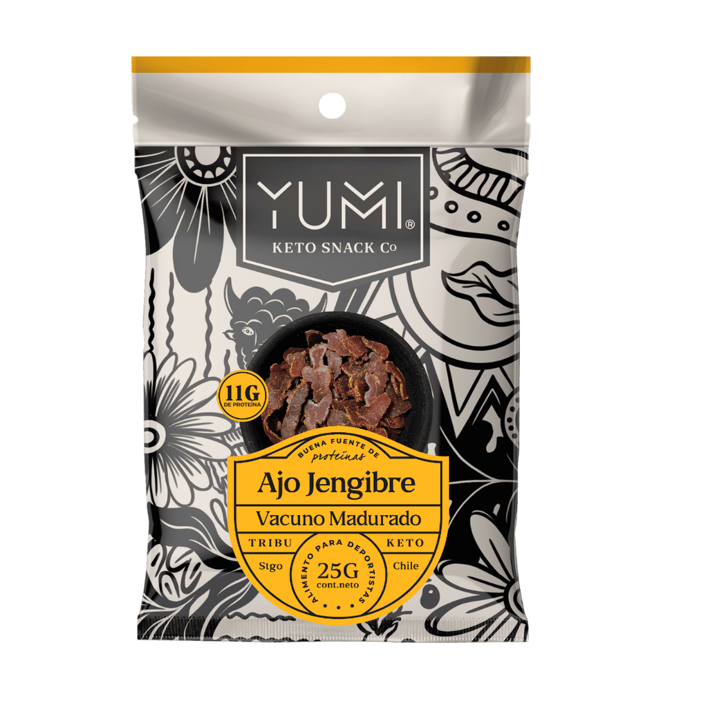 Snack Keto de Vacuno Ajo Jengibre 25 GR YUMI