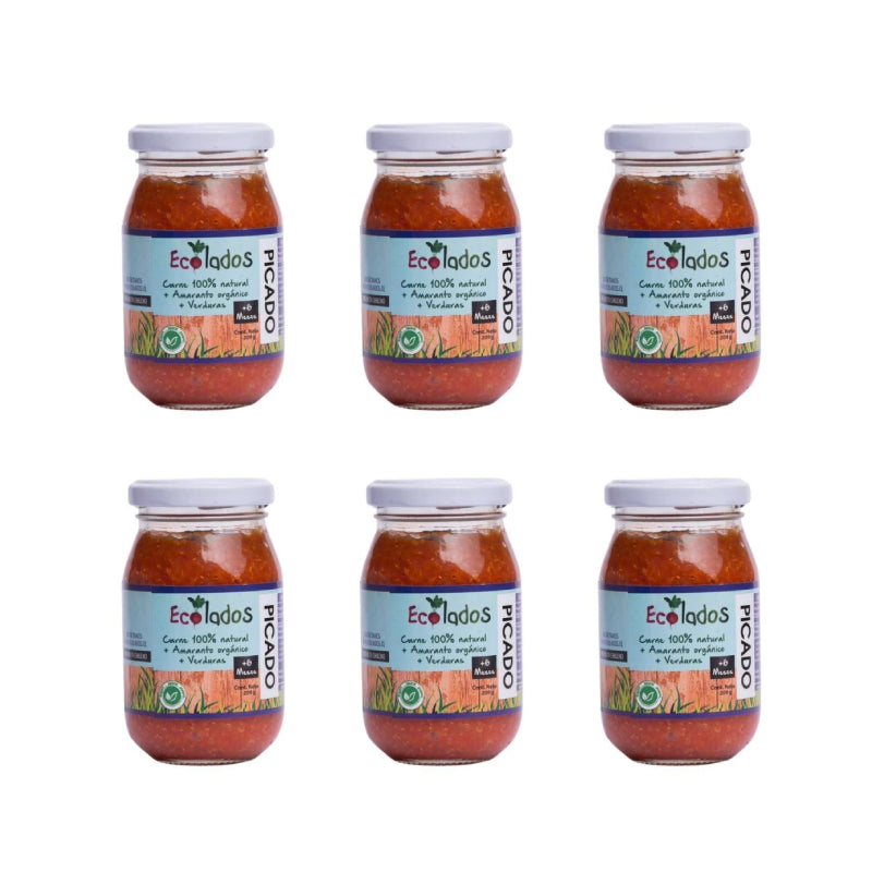 Pack 6 Picado de Carne 100% Natural con Amaranto y Verduras Ecolados 200 Gr