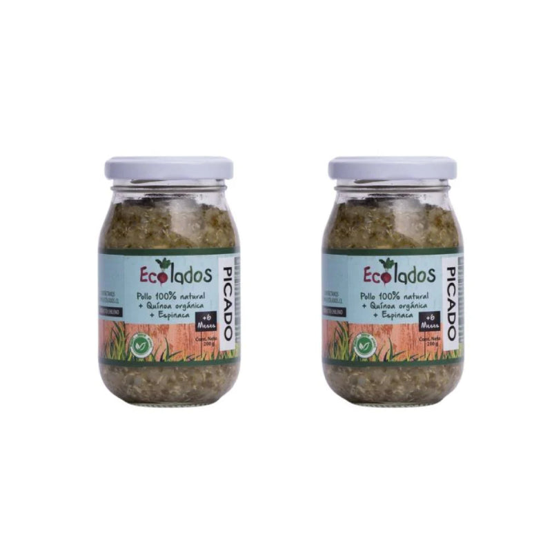 Pack 2 Picado Pollo 100% Natural con Quinoa y Espinaca Ecolados 200 Gr