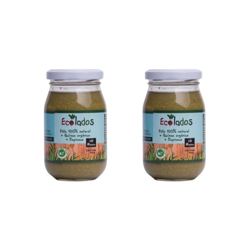 Pack 2 Colado Pollo 100% Natural con Quinoa y Espinaca Ecolados 200 Gr