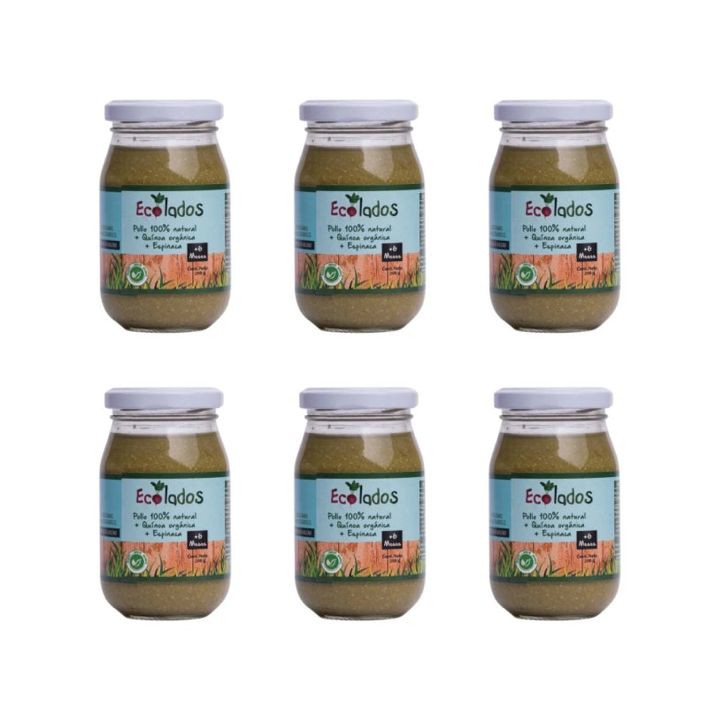 Pack 6 Colado Pollo 100% Natural con Quinoa y Espinaca Ecolados 200 Gr