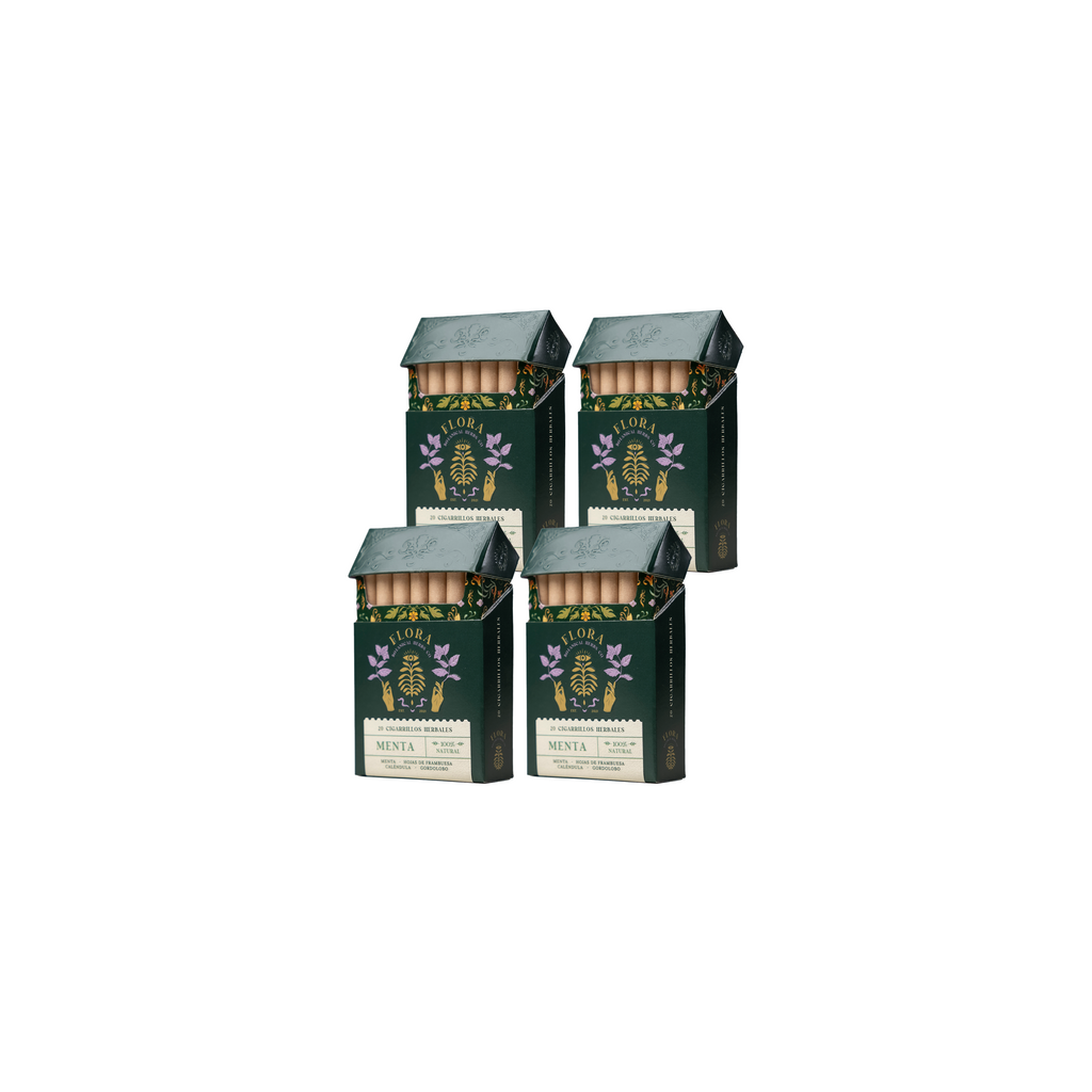 Pack 4 Cigarros herbales menta 20 un Flora