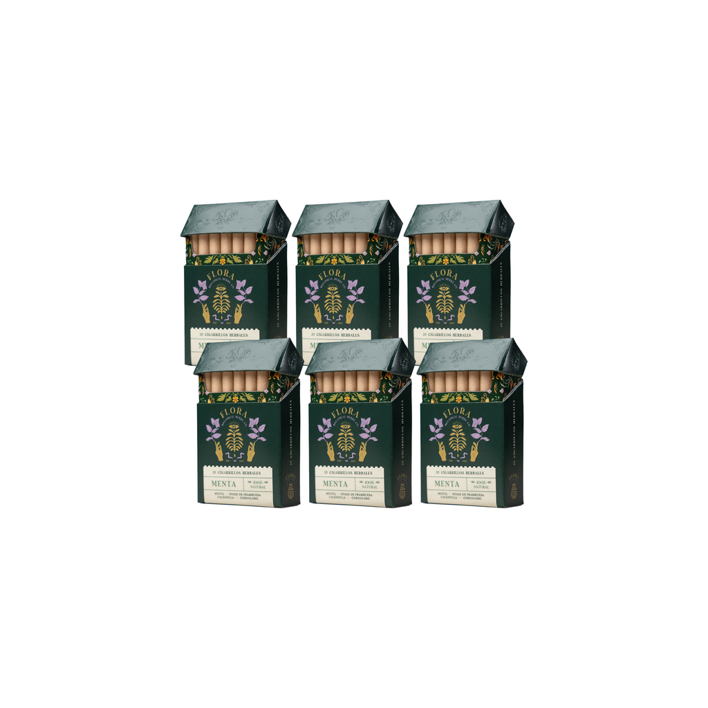 Pack 6 Cajetilla Cigarros Herbales Menta Flora 20 Un