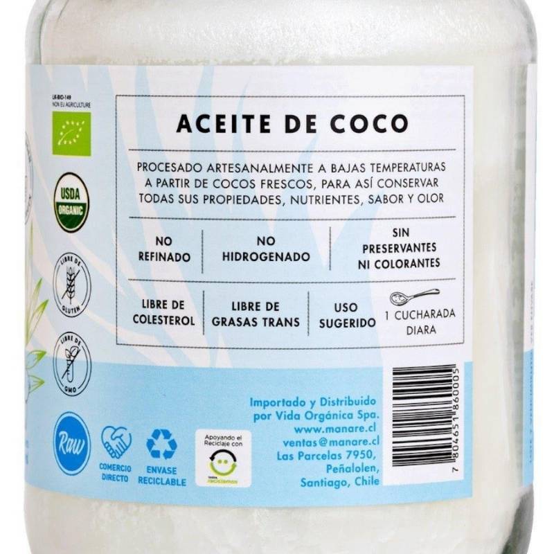 Aceite de Coco Org Manare 500 Ml - MANARE - Aldea Nativa