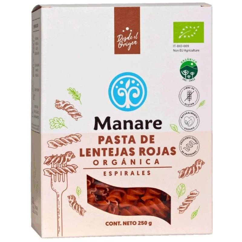 Espirales de Lenteja Roja Orgánicos Manare 250 Gr - MANARE - Aldea Nativa