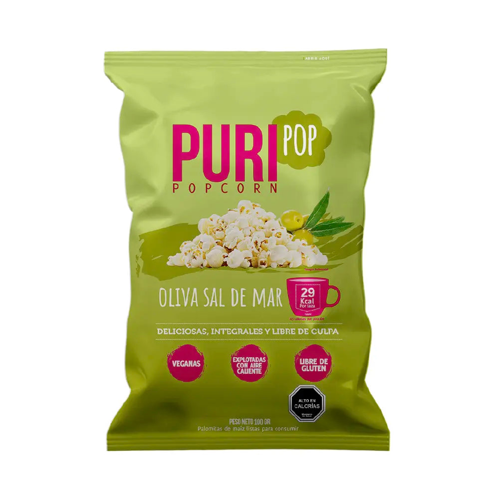 Puripop popcorn oliva Sal de Mar 100 Gr PURI