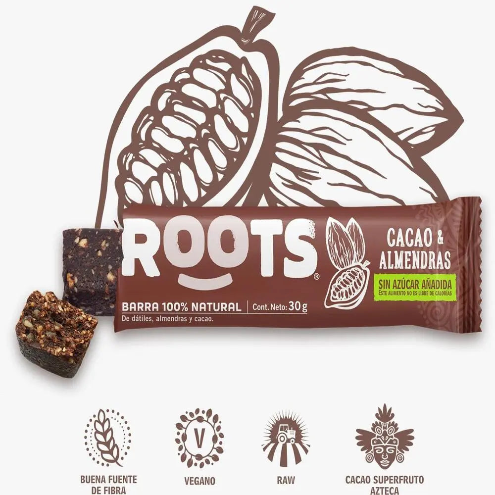 Barrita Cacao & Almendras 30 GR ROOTS