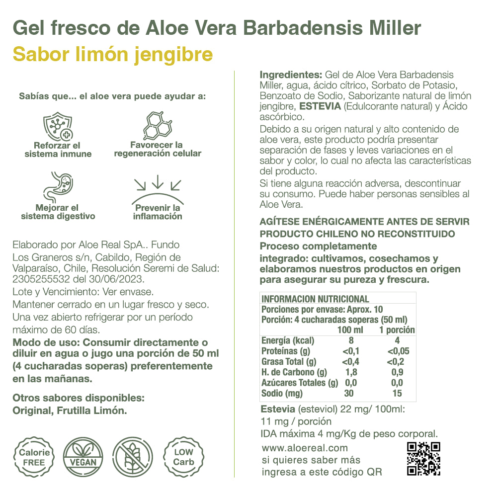 Gel Aloe Vera Limon Jengibre 500 ML ALOE REAL