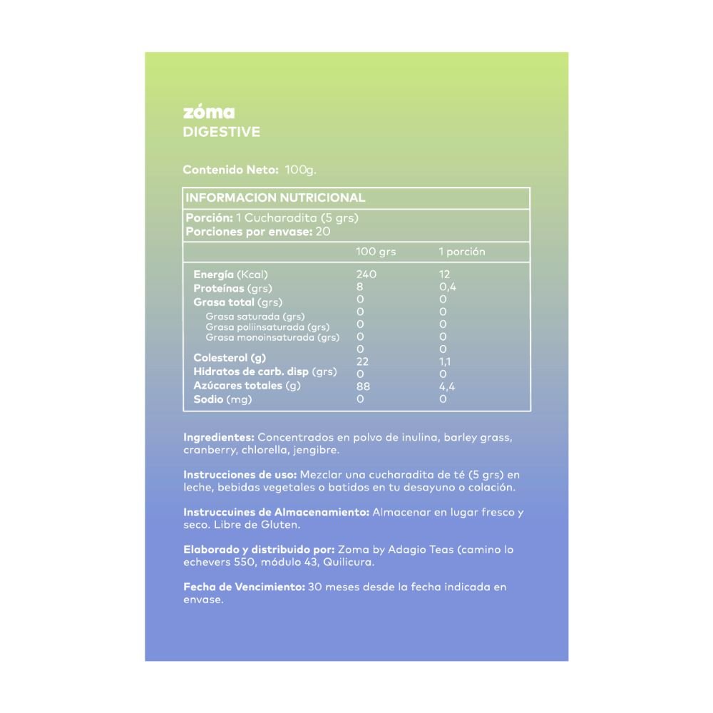 Digestive Zoma Superfoods Doypack 100Gr - ZOMA SUPERFOODS - Aldea Nativa
