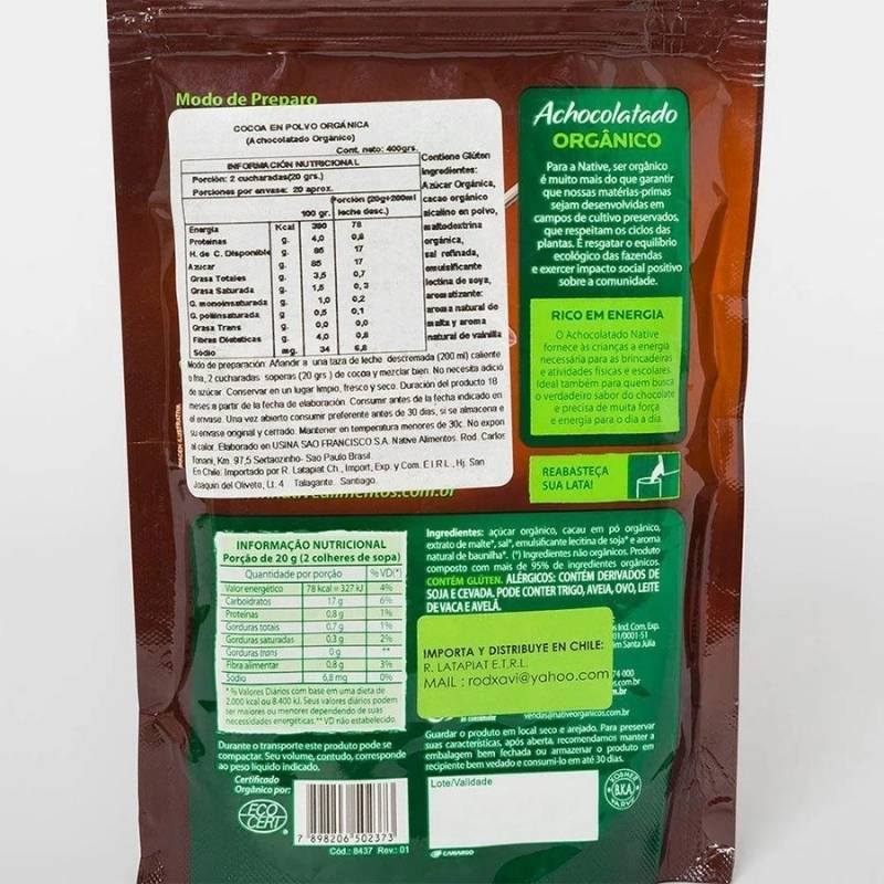 Achocolatado Org Native 400 Gr - NATIVE - Aldea Nativa