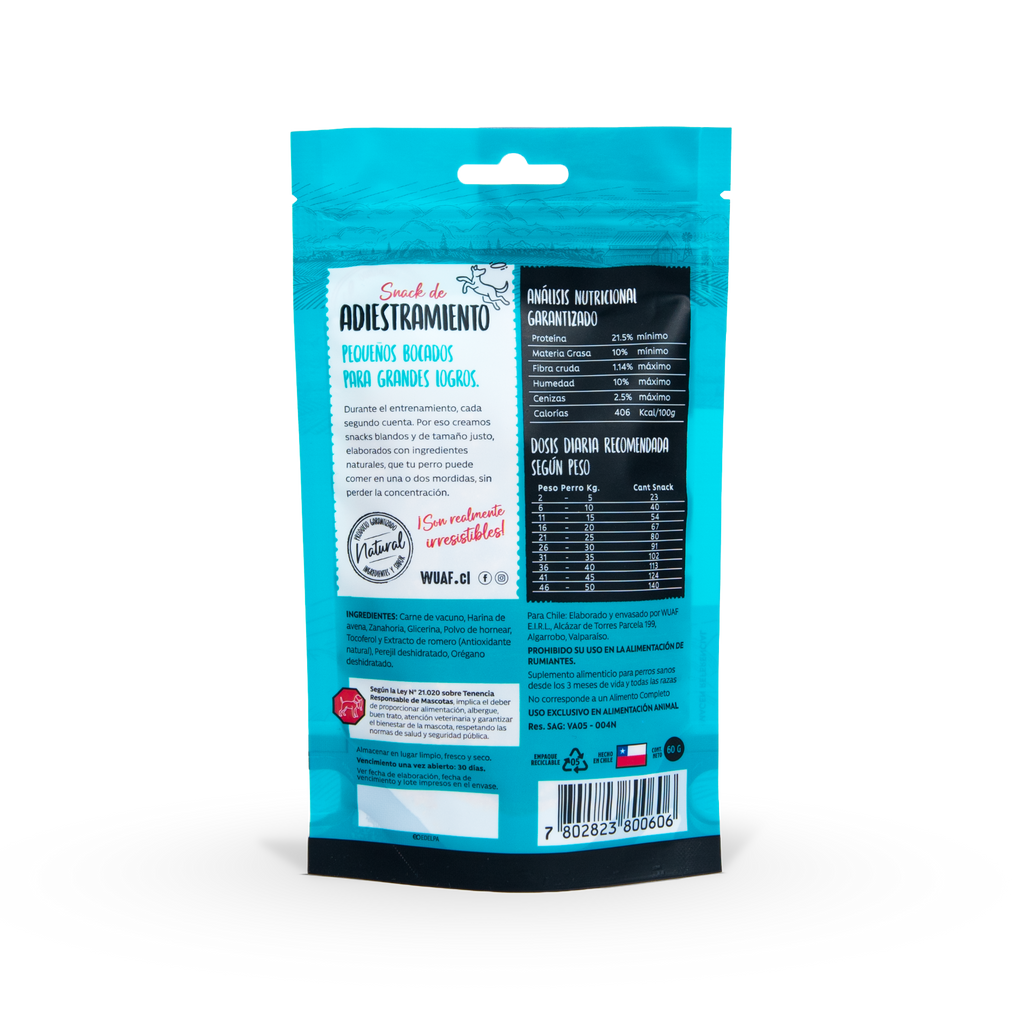 Snack de Adiestramiento para Perros Carne Wuaf 60 Gr