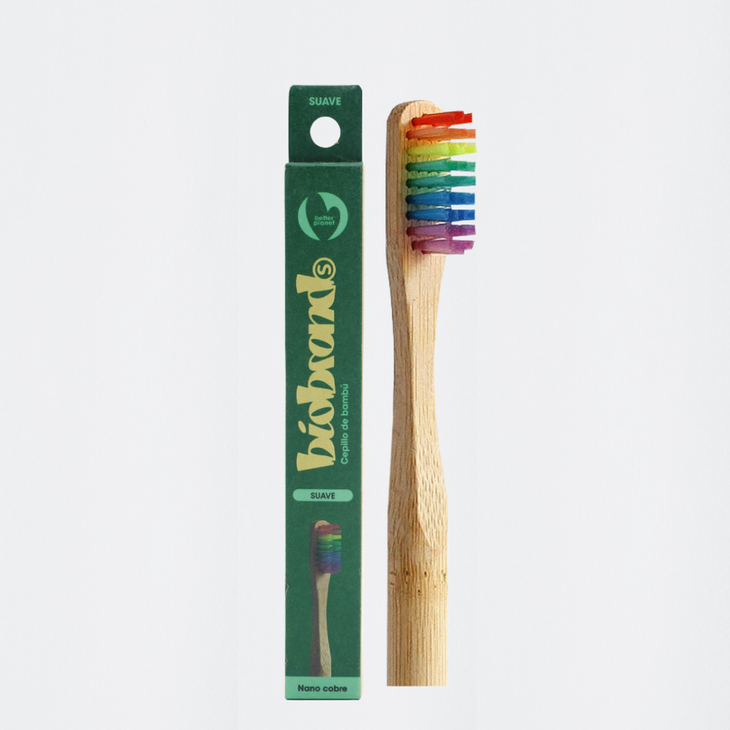 Cepillo de dientes bambu suave arcoiris BIOBRANDS