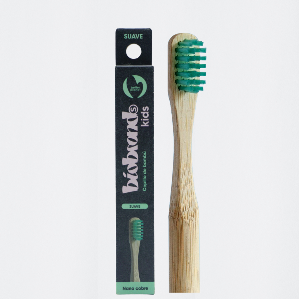 Cepillo de dientes bambu suave niño menta BIOBRANDS