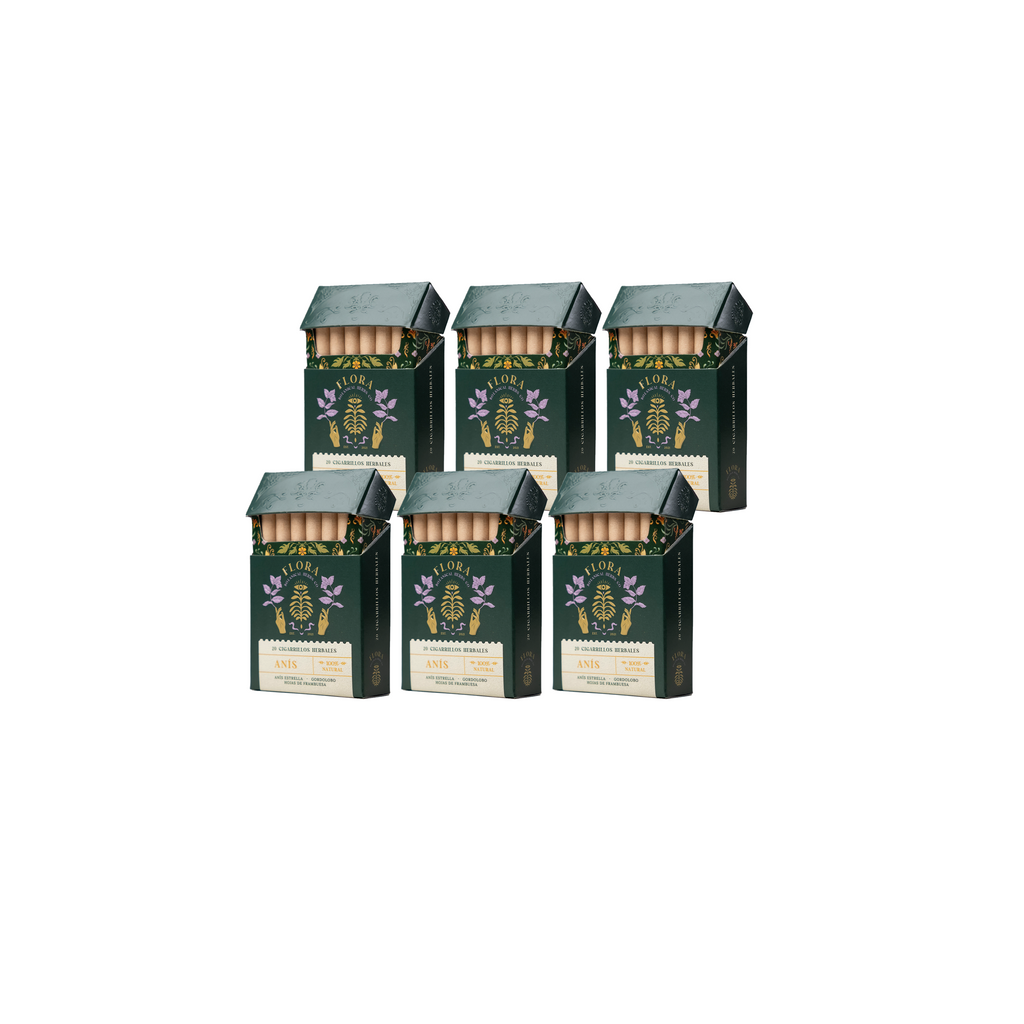 Pack 6 Cajetilla Cigarros Herbales Anis Flora 20 Un