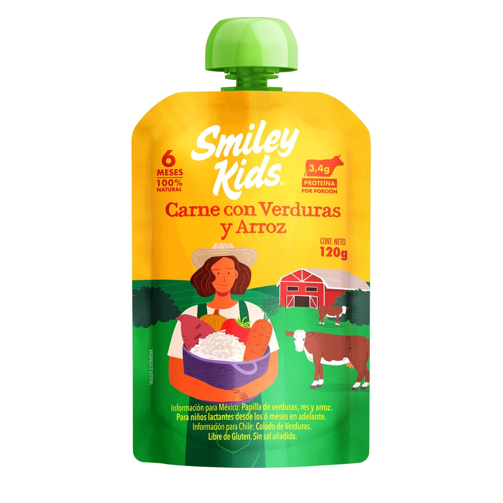 Colado Carne con Verduras y Arroz 120 GR SMILEY KIDS