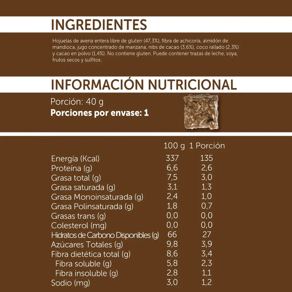 Bites de Avena Cacao y Coco 40 GR MIZOS