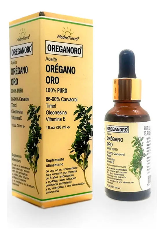 Aceite de Oregano Oro 100% Puro 30ml Madre Tierra