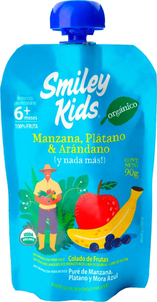 Compota manzana platano y arandano 90 GR SMILEY KIDS