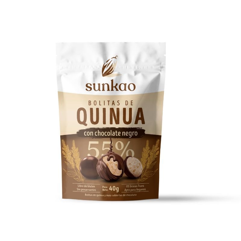 Bolitas Quinoa/Chocolate 55% Cacao Sunkao 40 Gr - Aldea Nativa
