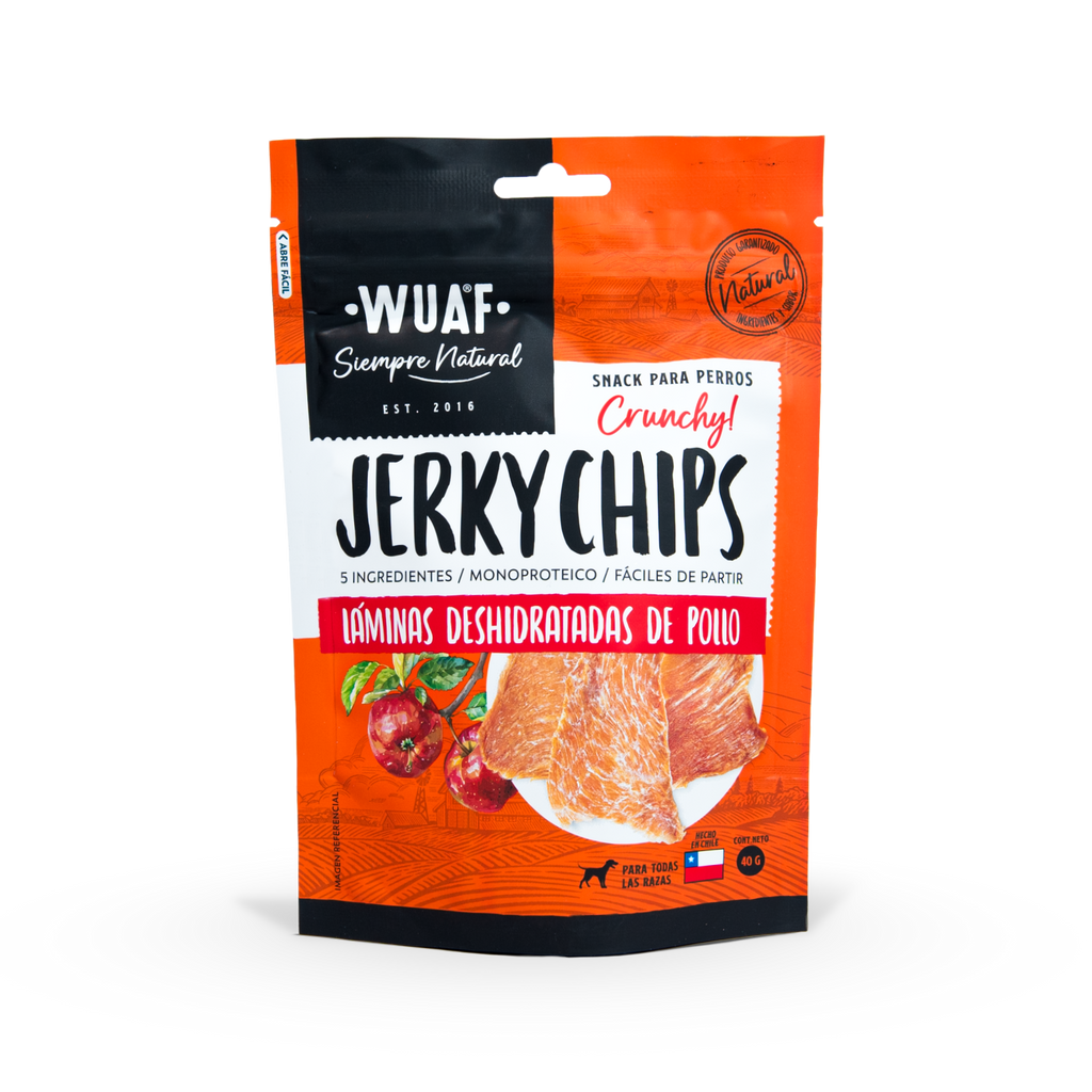 Snack para Perros Jerky Chips Pollo Romero Wuaf 40Gr