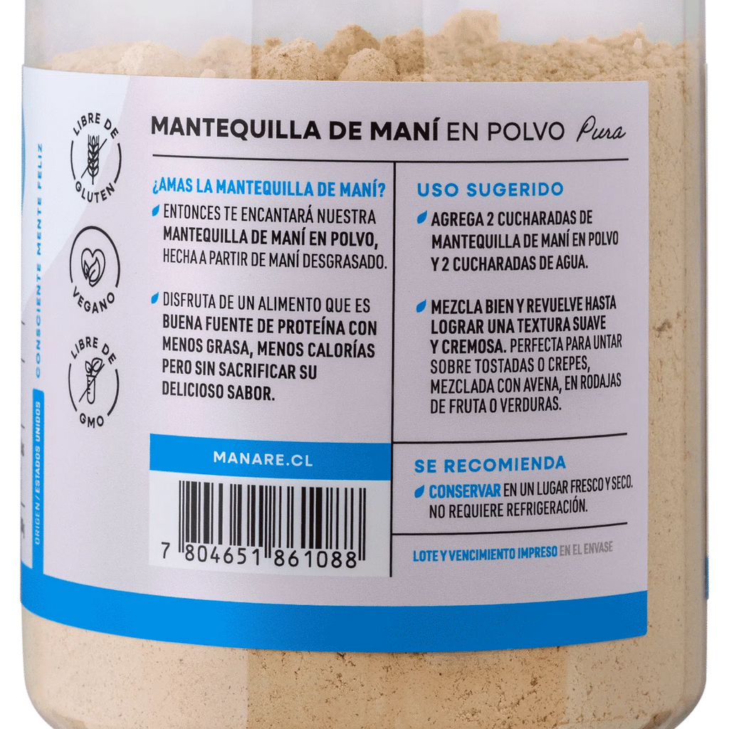 Mantequilla de maní en polvo 300 gr Manare