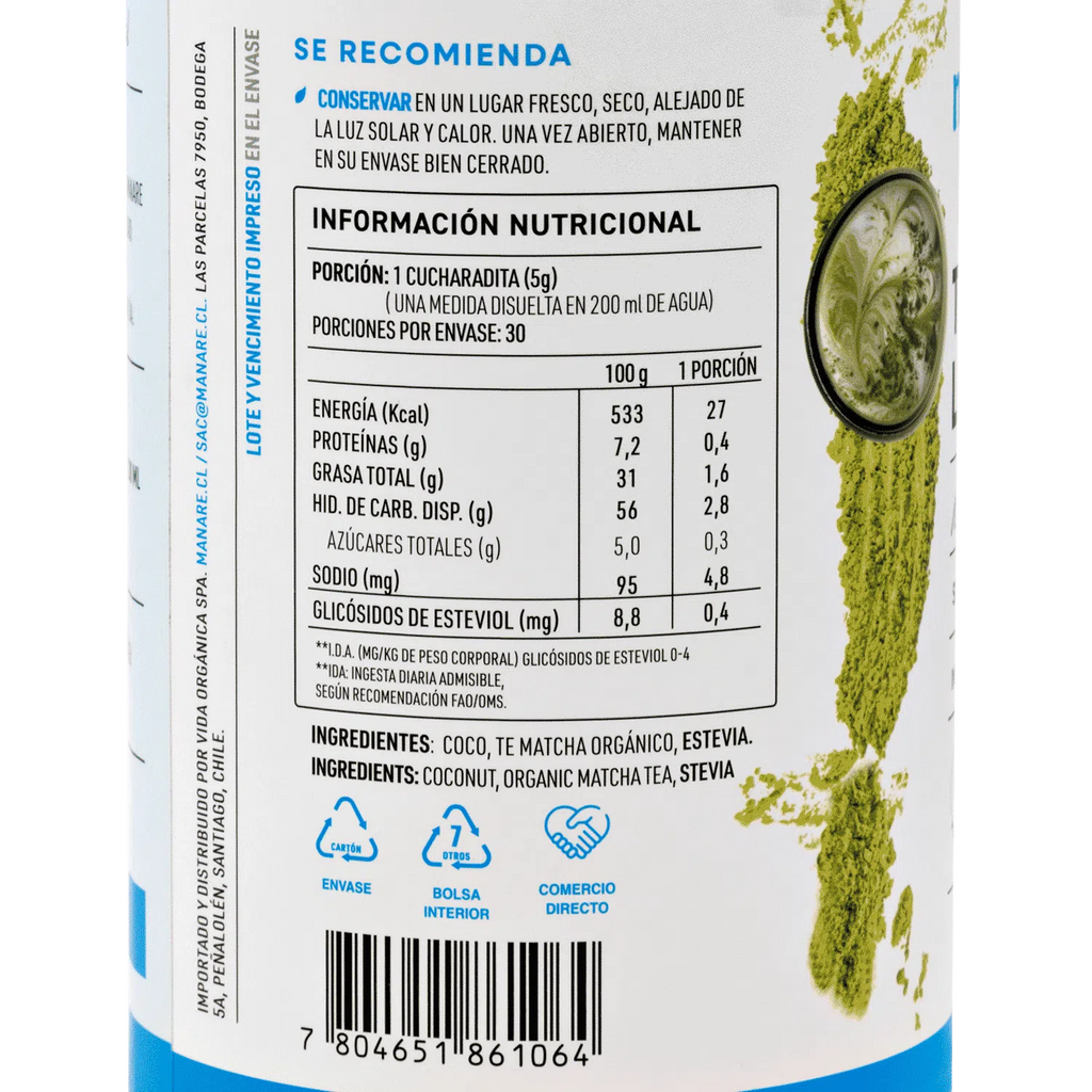 Té matcha latte 150 gr Manare