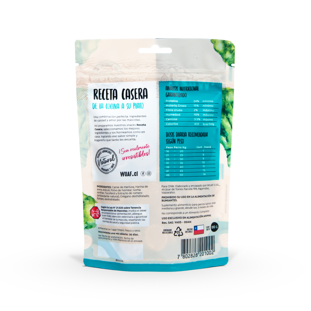 Snack para Perros Pescado Brocoli Wuaf 100Gr