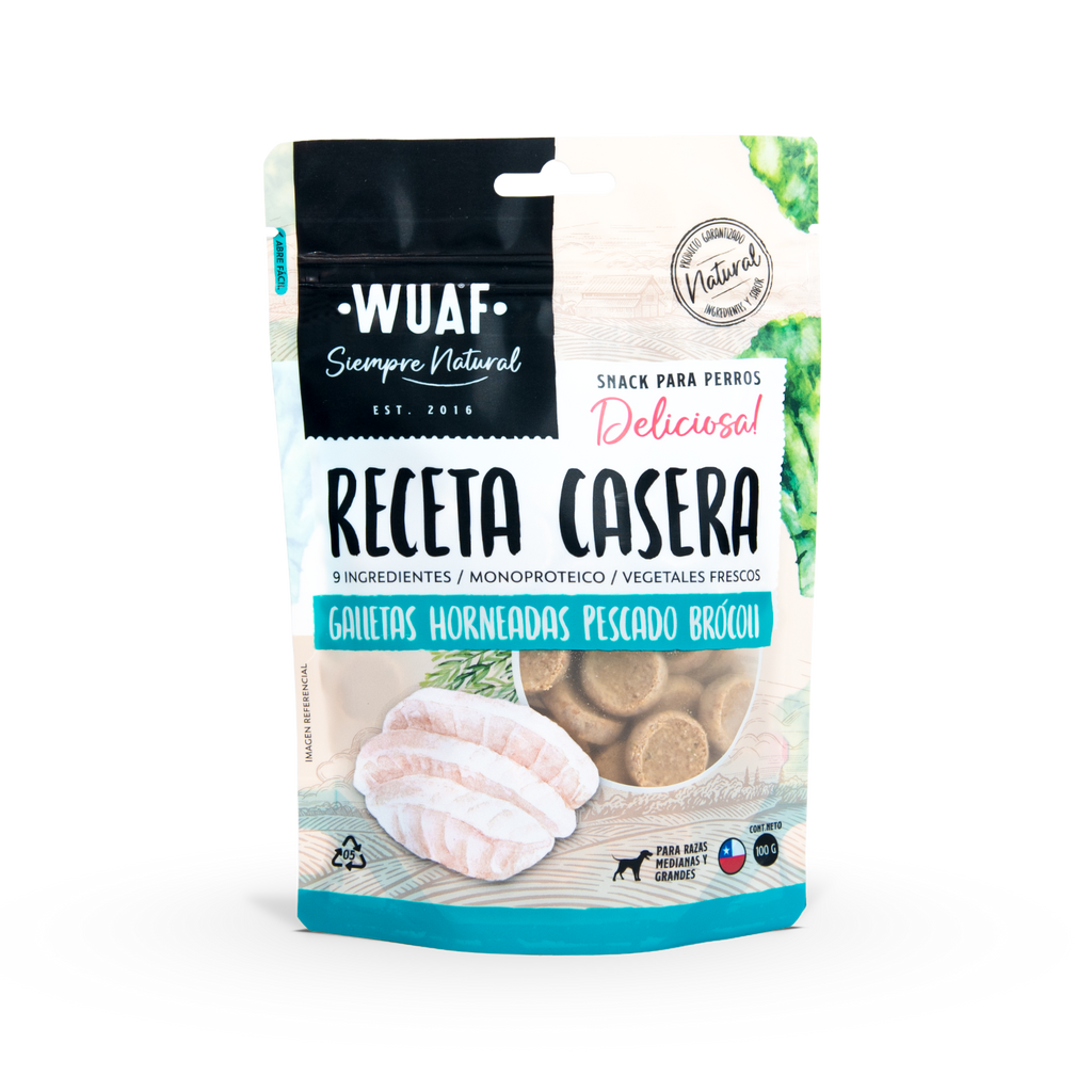 Snack para Perros Pescado Brocoli Wuaf 100Gr