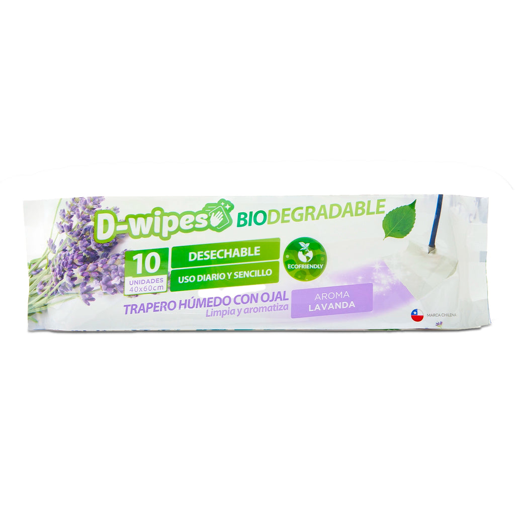 Trapero Humedo Lavanda Biodegradable 10 UN D-WIPES