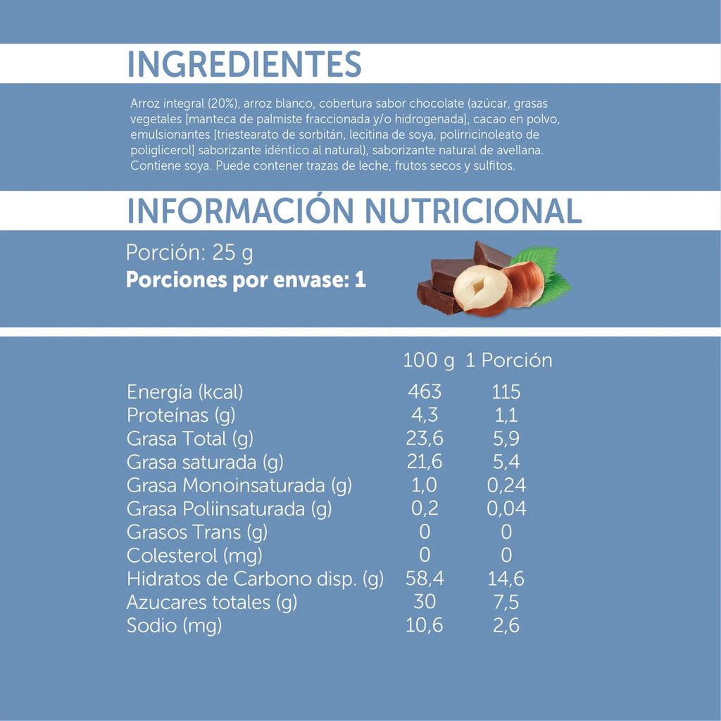 Galletas de Arroz Integral Chocolate Avellana 25 GR MIZOS