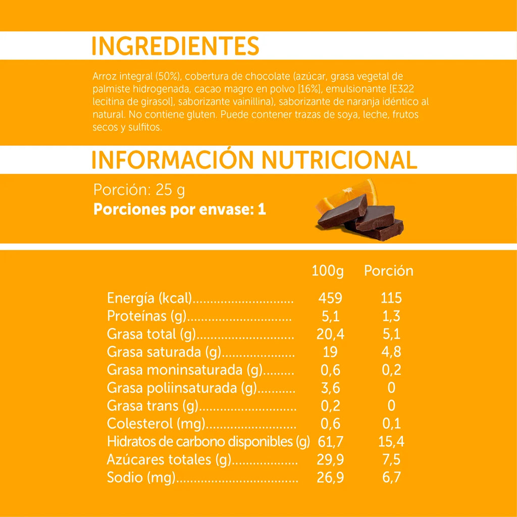 Galletas de Arroz integral Chocolate Naranja 25 GR MIZOS