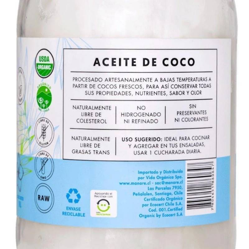 Aceite de Coco Org Manare 1 Lt - MANARE - Aldea Nativa