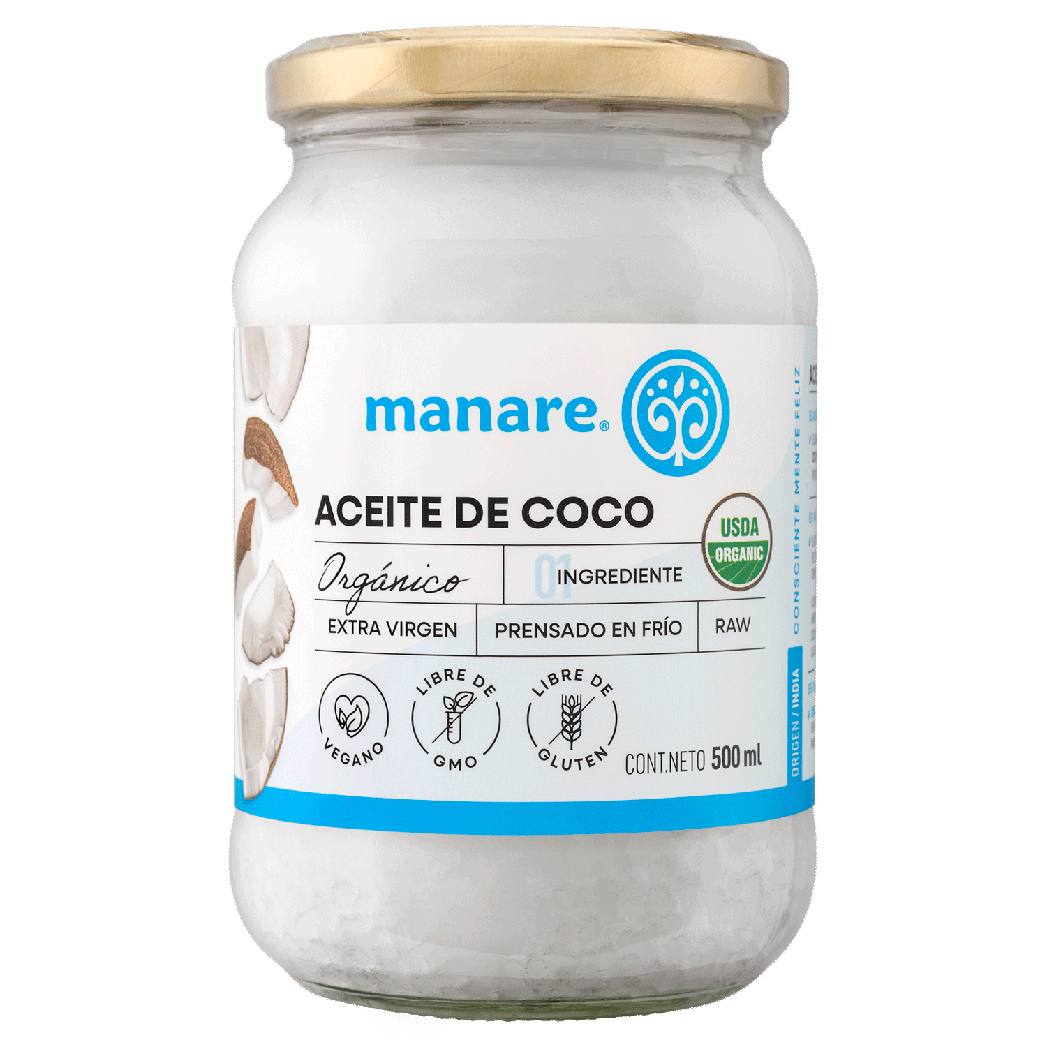 Aceite de Coco Org 500 Ml Manare – Aldea Nativa