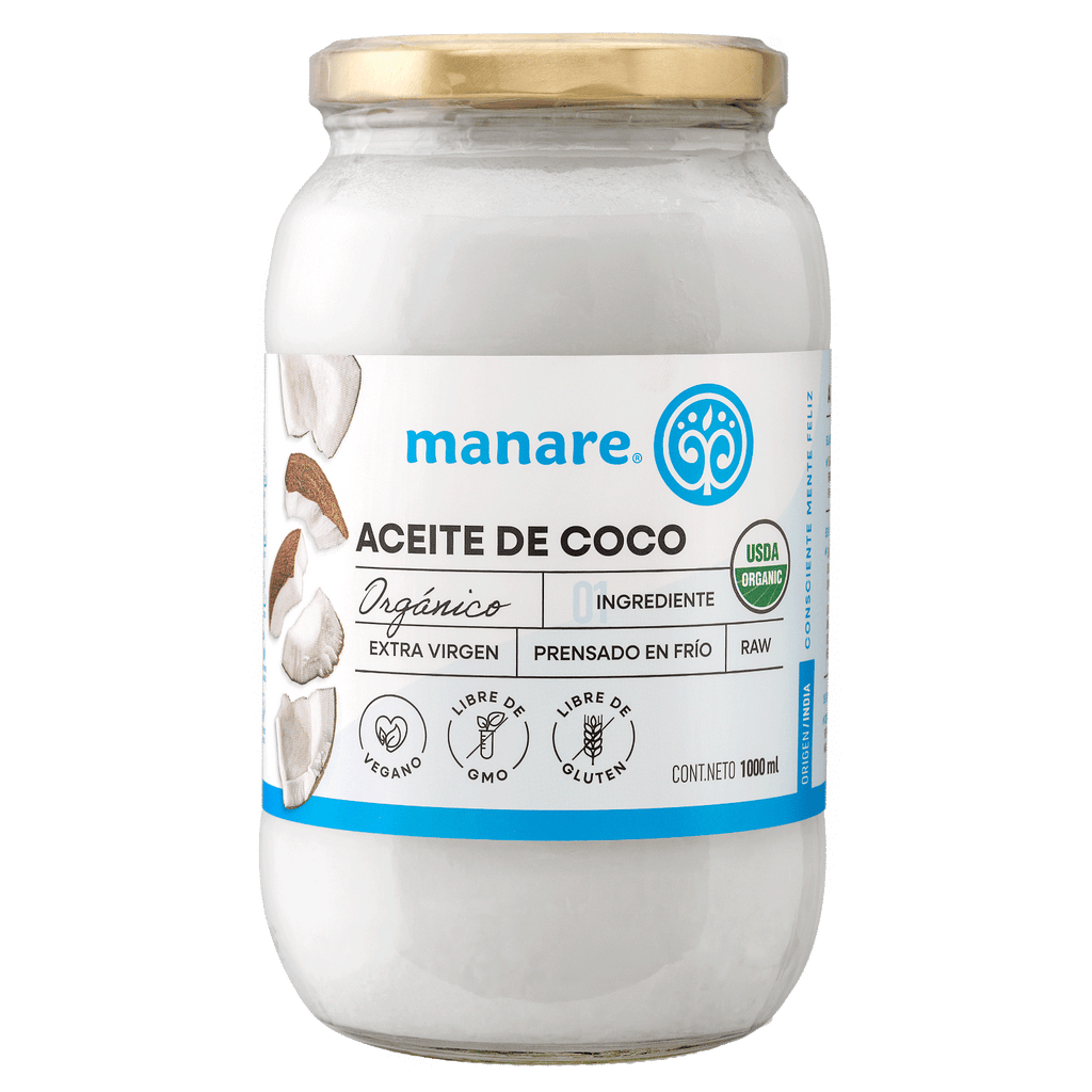 Aceite de coco org Sin Olor 1 L Manare - MANARE - Aldea Nativa