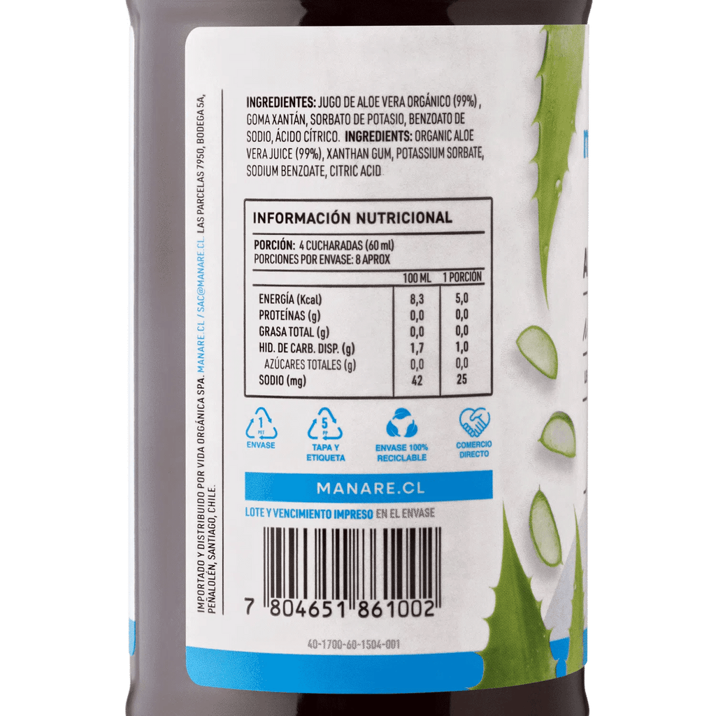 Aloe vera gel 473 ml Manare - MANARE - Aldea Nativa