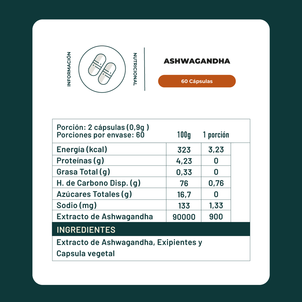 Ashwagandha 60 cap Karun Life - KARUN LIFE - Aldea Nativa