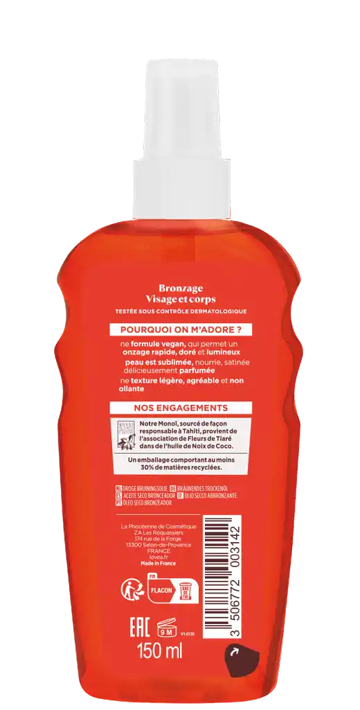 Aceite Seco Bronceador Monoi de Thaiti 150 ML LOVEA