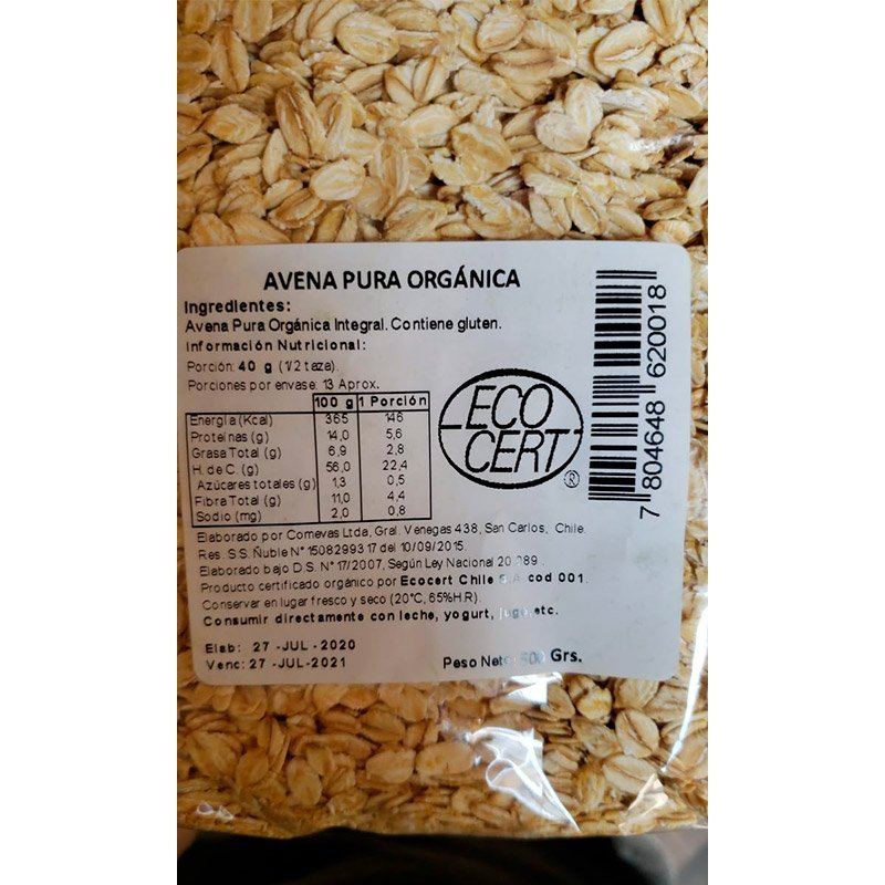 Avena Org Natural 500 Gr - RICORGANICO - Aldea Nativa