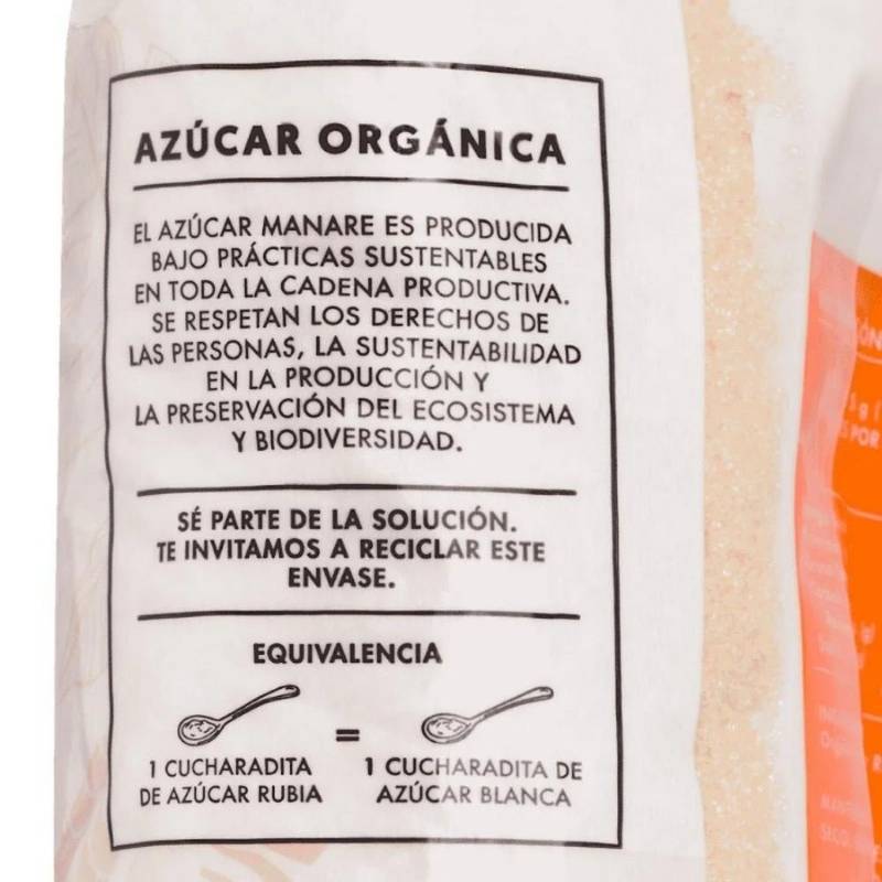 Azúcar Rubia Orgánica Manare 1 Kg - MANARE - Aldea Nativa