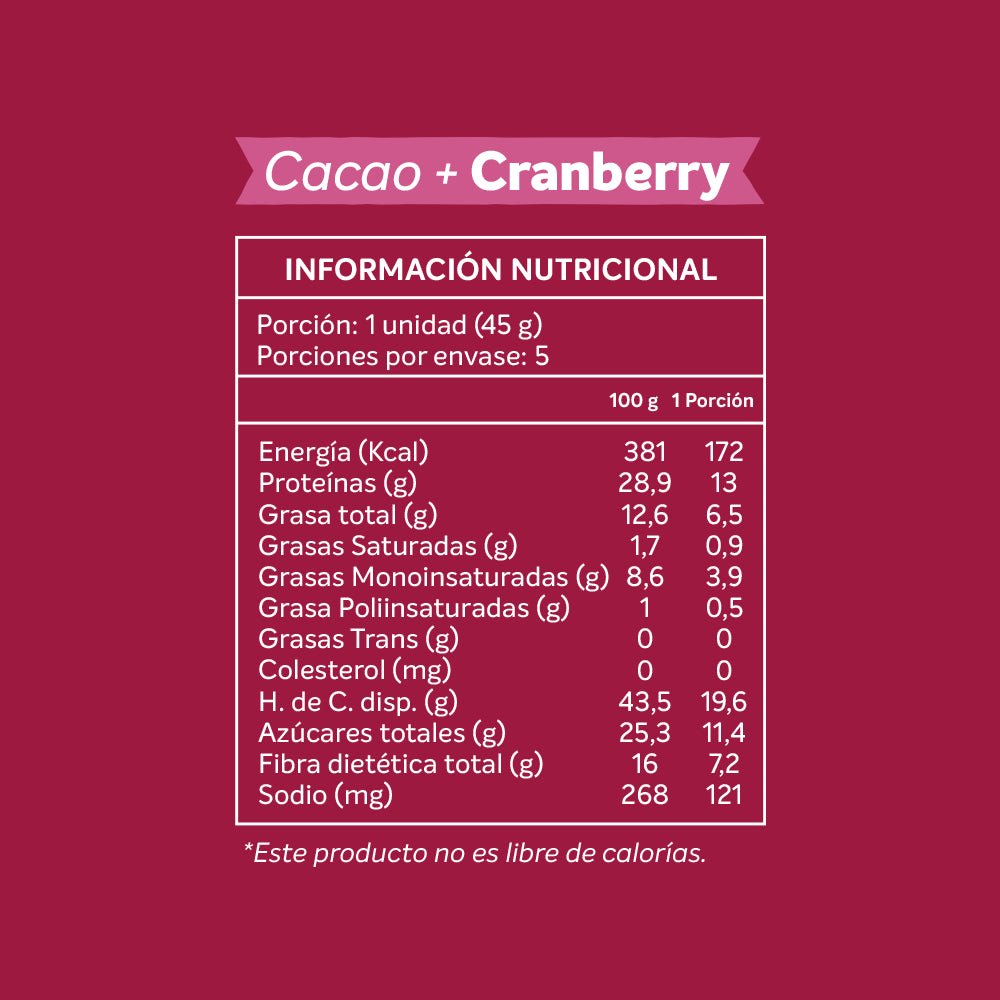 Barra cacao mani­ cranberry caja 5 un Kawen - KAWEN - Aldea Nativa
