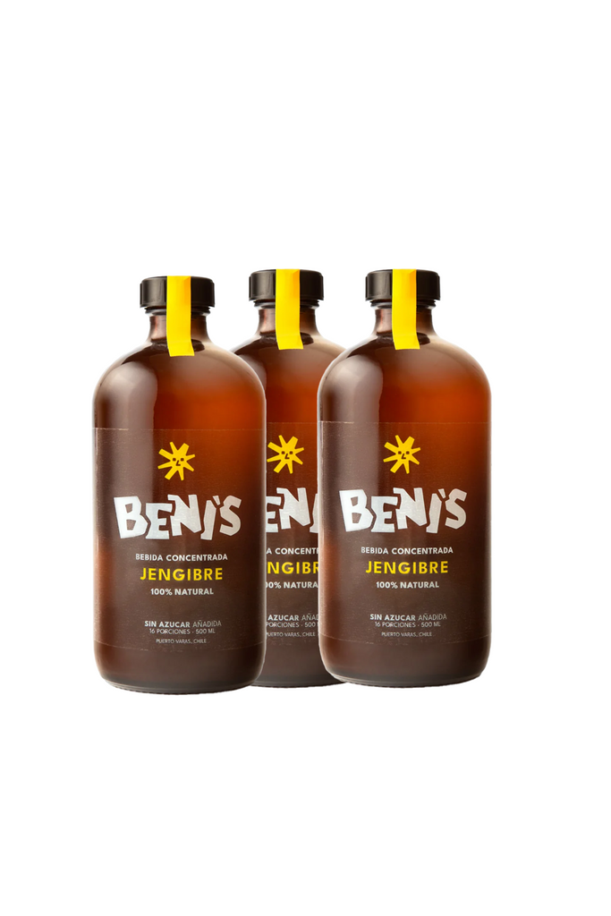 Pack3 Bebida concentrada jengibre sin azucar 480 ML BENI'S