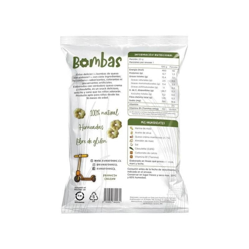 Bombas Queso Crema Y Ciboulette Kuna Foods 20 Gr - KUNA FOODS - Aldea Nativa