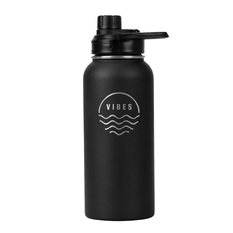Botella Termica de Acero Inoxidable Negro Vibes 946 Ml - VIBES - Aldea Nativa
