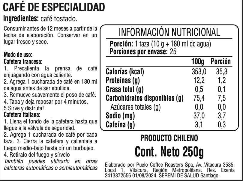 Cafe Martin Pescador Puelo Cafe 250 Gr - PUELO CAFE - Aldea Nativa