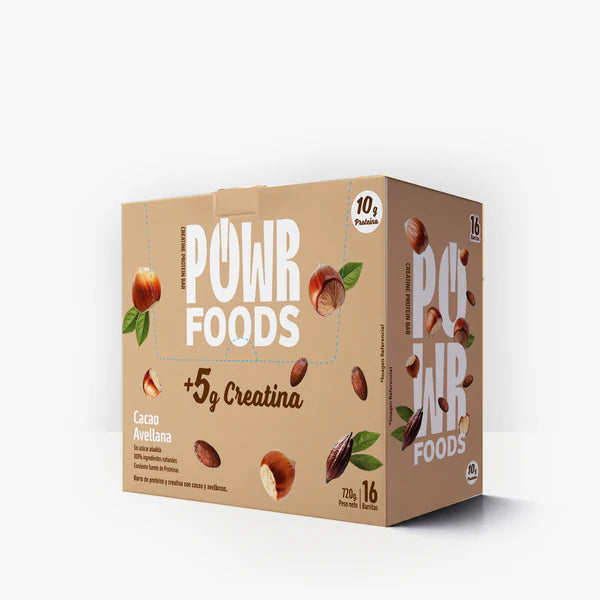 Barra craetine protein cacao/ avellana caja 16 UN POWER FOODS