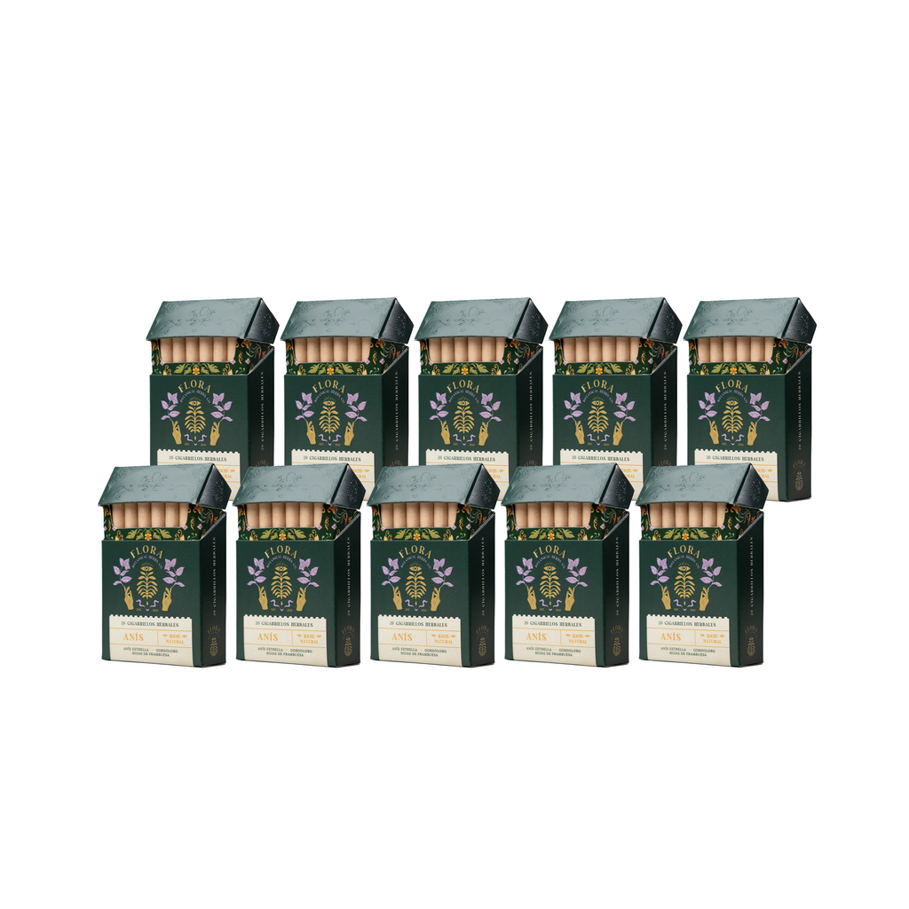 Pack 10 Cajetilla cigarros herbales anis 20 un Flora